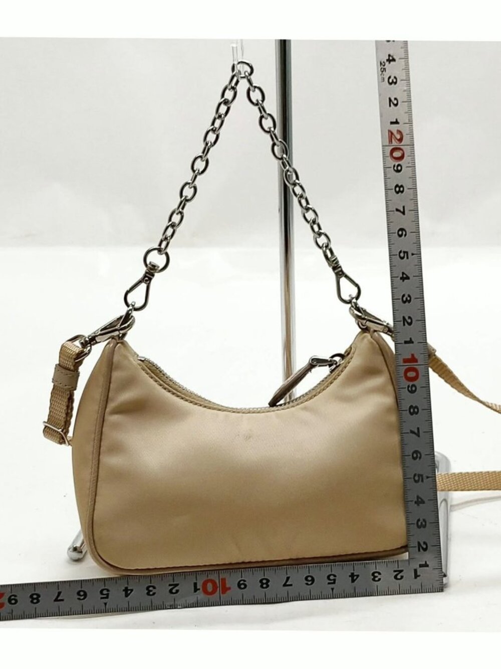 Authentic Prada Nylon Shoulder Bag Chain Strap Mini Hobo Bag - Picture 3 of 16